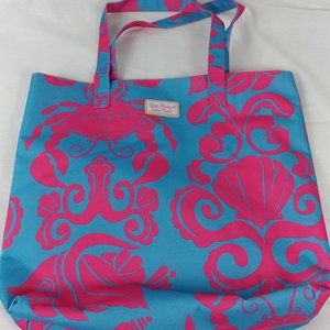 Blue Pink Beach Shells Nautical Shopping Tote